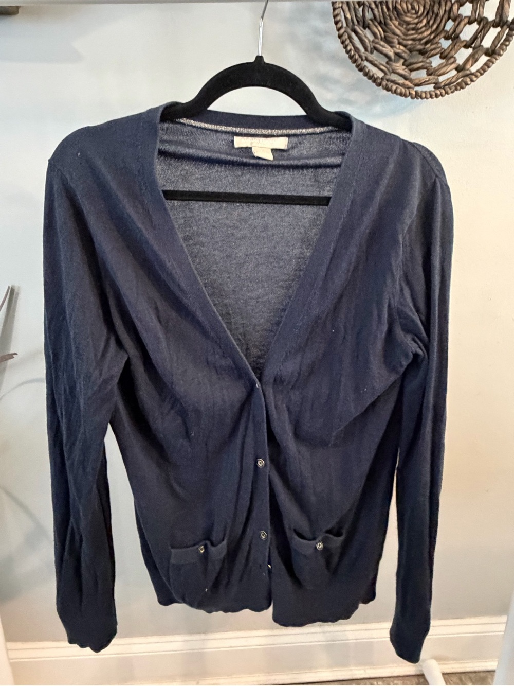Banana Republic Navy Button-Front Lightweight Cardigan v neck - large